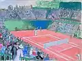 Serge Chubine: La Partie de tennis (The Tennis Match), Roland Garros, 1930. Gouache.