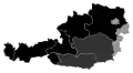 States in which the ÖVP is involved in the state government as a head coalition partner (black), as a small coalition partner (dark grey) and in which the ÖVP is represented in the state parliament as an opposition party (light grey)