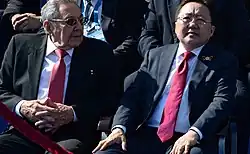 Cuban leader Raúl Castro with Mongolian President Tsakhiagiin Elbegdorj