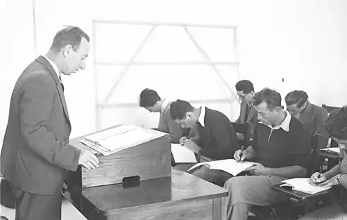 Professor Volcani at the Institute of Agriculture, Rehovot, 1942