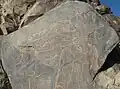 Inscription next to one of the petroglyphs of Kal Jangal [fa] near Birjand, [note 1] probably early Sassanian.[14]