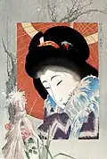 A Beauty Carrying an Umbrella, 1906. Woodblock print