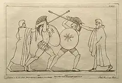 Ajax battling Hector, engraving by John Flaxman, 1795