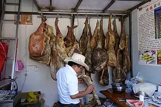 Xuanwei ham in a butcher shop