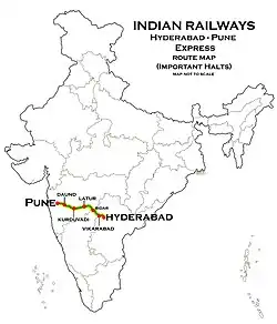 (Hyderabad - Pune) Express Route map