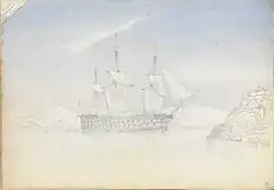 His brother William's ship HMS Vengeance in Port Mahon, 26 May 1852.