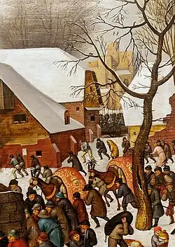 Two of the mules, with the castle behind, Museo Correr copy