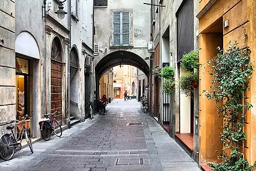 Old town street in Reggio Emilia