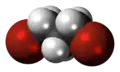 Spacefill model of 1,3-dibromopropane