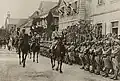 French general inspecting troops before they take up positions near the trenches occupied by American troops in the Vosges, France, 1918.