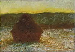 Wheatstack (Thaw, Sunset),[35] 1890–91. Oil on canvas. Art Institute of Chicago. W1284