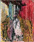 Self-Portrait with a Hat, 1983, Oil on photographic paper laid down on canvas, 60 x 48&nbsp;cm.