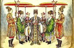 Paintings of Cổn miện costumes in the Nguyễn dynasty by Nguyễn Văn Nhân