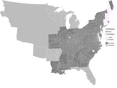 Map of presidential election results by county, shaded according to the vote share of the highest result for an elector candidate not pledged to support any particular presidential or vice presidential candidate