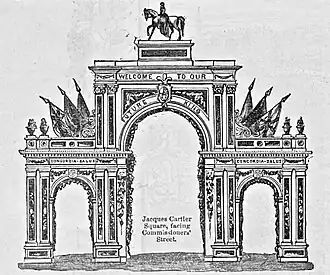 Triumph Arch on Place Jacques-Cartier, Montreal, Canada.