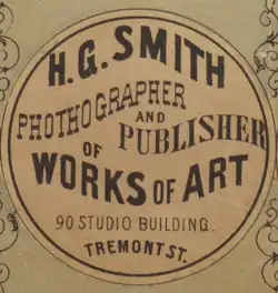 Advertisement for H.G. Smith, photographer, 1869