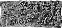 Black and white photograph of a plaster relief by Edith Maryon