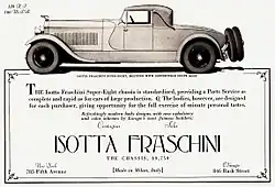 1928 Isotta Fraschini Tipo 8A half page ad