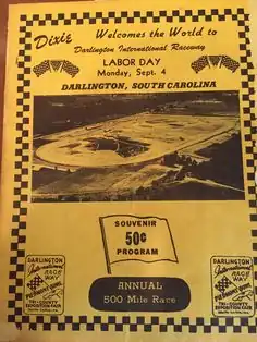 Program promoting the 1950 Southern 500.