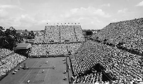 1958 Davis Cup tennis Challenge Round between Australia and the United States played on the Milton Courts in Brisbane, Australia