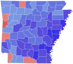 Map of County results of the 1978 Arkansas gubernatorial election.