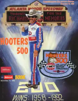 The 1992 Hooters 500 program cover, paying tribute to Richard Petty, who would retire from NASCAR after the race.