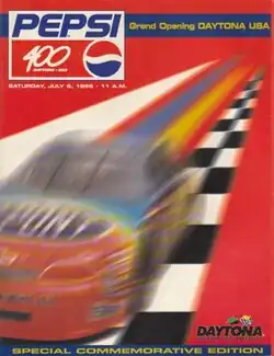 The 1996 Pepsi 400 program cover, featuring Jeff Gordon.