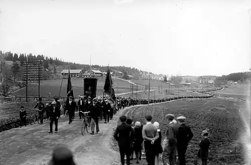 Image 3Striking workers march moments before the Swedish military opened fire, killing five workers during the Ådalen shootings.