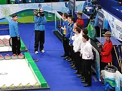 Men's Curling during the 2010 Winter Olympics, Bronze medal final between Sweden and Switzerland.