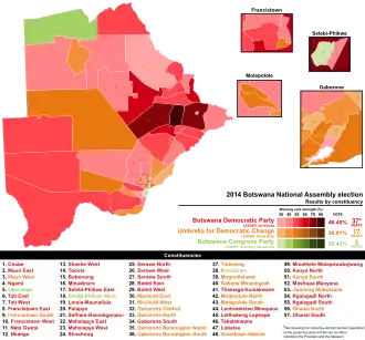 2014 Botswana general election results by constituency
