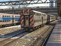 Metra Highliner IIs, with the retired original Highliners in the background