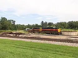 An Iowa Interstate train at the railroad junction.