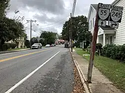 View east along SR 55 approaching SR 245