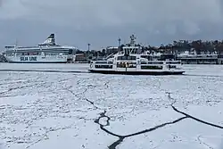 Ice-covered waters of Eteläsatama in winter, 2018