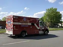 Fire department ambulance in Fairfax County, Virginia, US