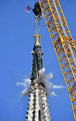 Controlled bombing of North Tower bell, to remove it from safety reasons.