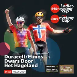 Event poster with previous winners Lotte Kopecky and Rasmus Tiller