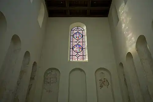 West choir. Fragment of the medieval depiction of the Madonna with the Child.