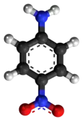 Ball-and-stick model of the p-nitroaniline molecule