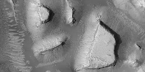 Mesas, as seen by HiRISE under HiWish program Note: this is an enlargement of a previous image.