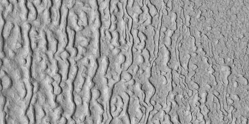 Brain terrain being formed, as seen by HiRISE under HiWish program Note: this is an enlargement of a previous image using HiView.
