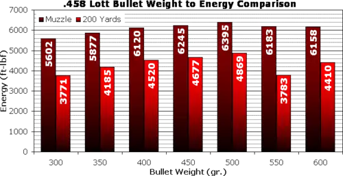 458 Lott bullet energy levels