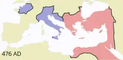 Image 56The Roman Empire by 476, noting western and eastern divisions (from Roman Empire)