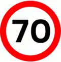 Maximum speed limit of 70 mph (112 km/h) (only used on Scottish motorways and UK special roads)