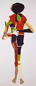 Figure (1974), collage on canvas, h. 220 cm