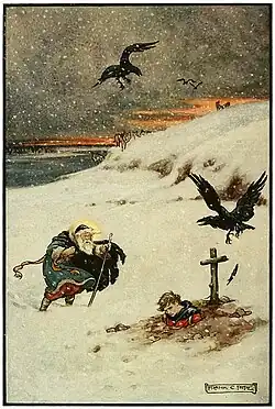 There passed over the boundless white plain an age. Illustration for Russian Fairy Book (1916)