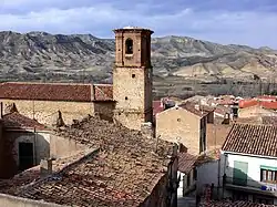 Tower of the 16th century Asunción church - Sierra del Tormo.