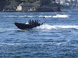 New South Wales Police Force boat patrolling Port Jackson.