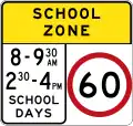 (R4-V105) 60&nbsp;km/h Speed Limit School Zone (used in Victoria)