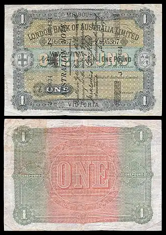 A superscribed note from the London Bank of Australia Limited